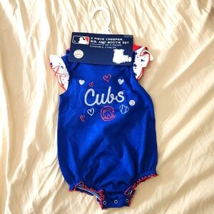 NWT Chicago Cubs Baby Girl Onesie, Bib & Booties